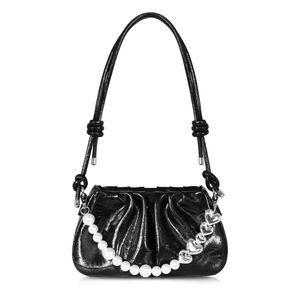 Shoulder Bag - Black Clutch Purse Pu Leather, Removable Chain :D